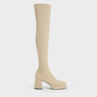 CHARLES & KEITH/Evie イービー プラットフォームサイハイブーツ/507175508