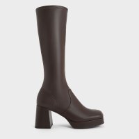 CHARLES & KEITH/Evie イービー プラットフォームブロックヒールロングブーツ/507175509