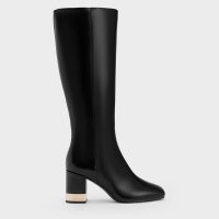 CHARLES & KEITH/ゴールドアクセント ブロックヒールロングブーツ/507175531