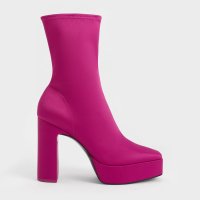 CHARLES & KEITH/プラットフォーム ブロックヒールアンクルブーツ/507175987