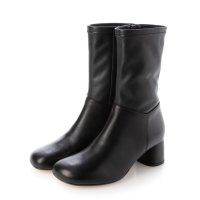BARCLAY/【本革 / 日本製】 バークレー BARCLAY オーブリックトゥ デザイン丸ヒール ストレッチ素材コンビ ショートブーツ/507178867