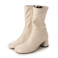 BARCLAY/【本革 / 日本製】 バークレー BARCLAY オーブリックトゥ デザイン丸ヒール ストレッチ素材コンビ ショートブーツ/507178867