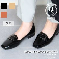 HS/エイチエス HS 【日本製】 スクエアトゥ エナメル ローファー パンプス/507199599