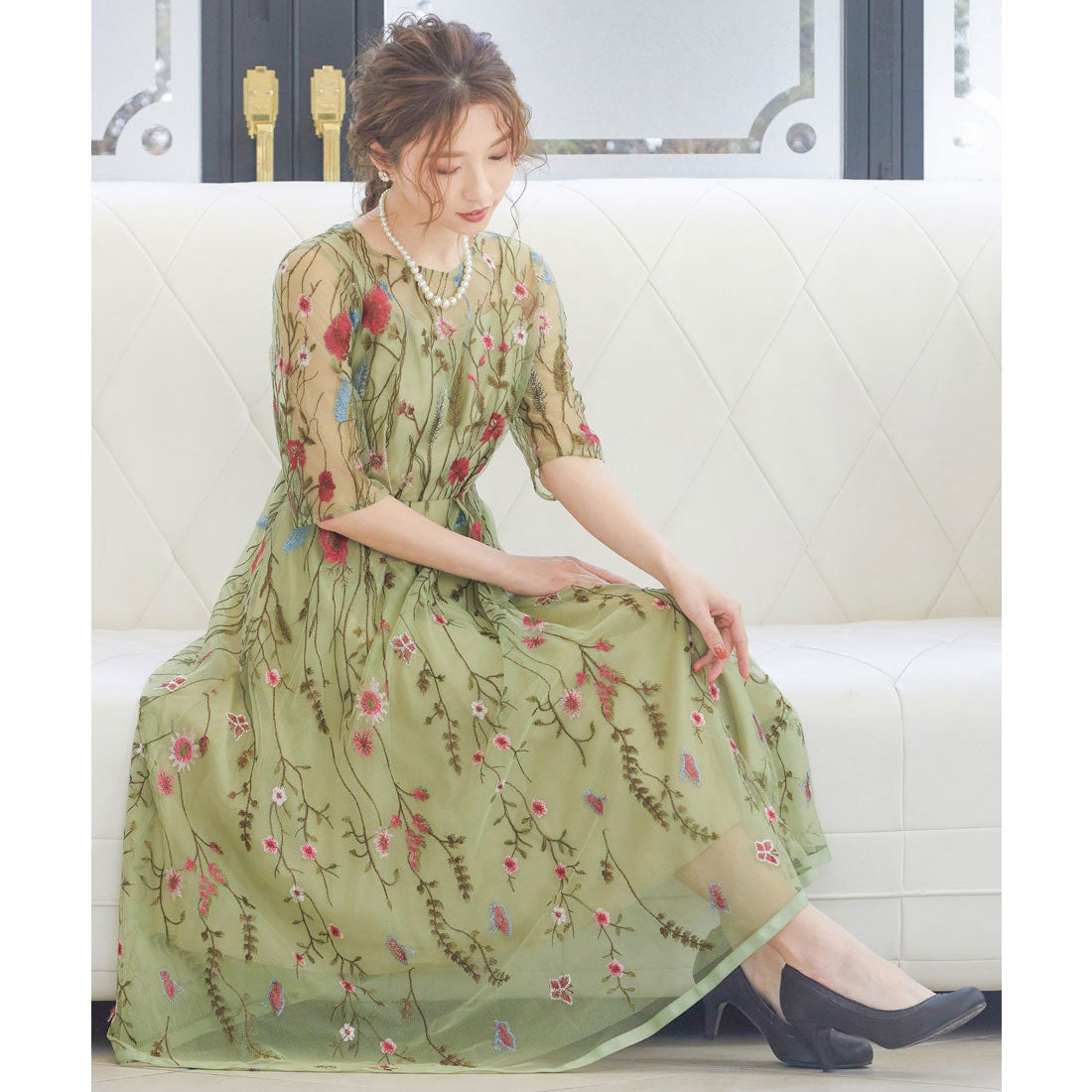 希少】バーニーズニューヨーク エプロン リバティ 花柄 美品
