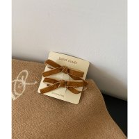 Girly Doll/ガーリードール Girly Doll 2個セットベロアリボンヘアクリップ【韓国ファッション】/507005625