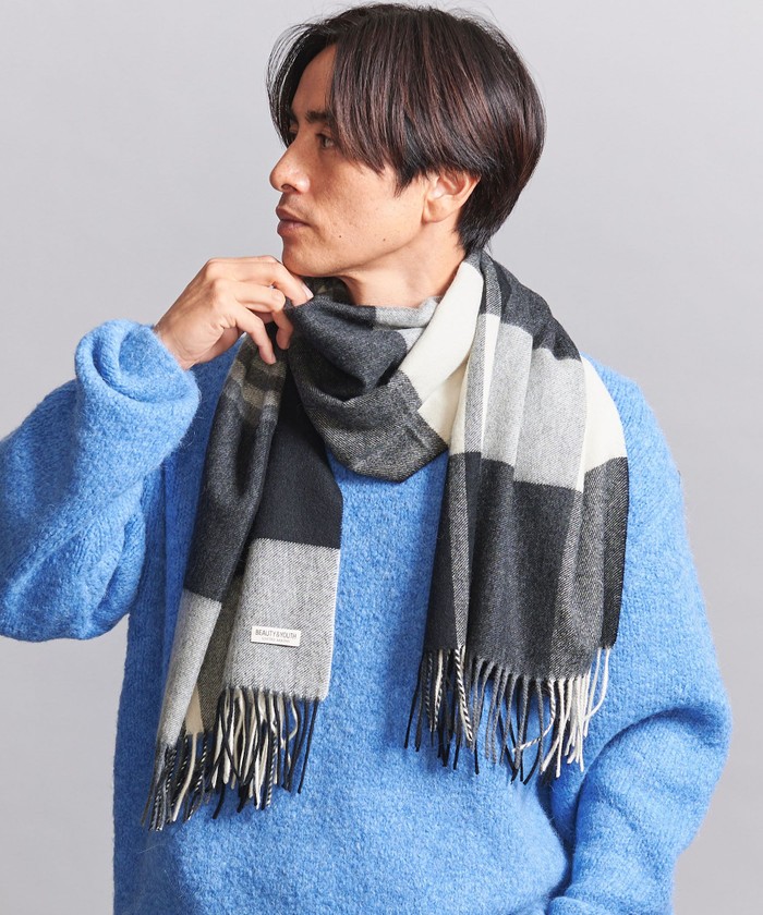 ビューティー&ユースユナイテッドアローズ　カシミヤ チェック柄 大判ストール ビューティアンドユース カシミヤ チェック ストール