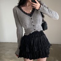 Private Beach/プライベートビーチ privatebeach レースドッキングメロウニットVネックトップス/507033977