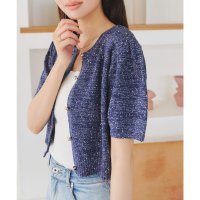 KOBE LETTUCE/コウベレタス KOBE LETTUCE ツイード調半袖ニットカーディガントップス [C7089]/507035461