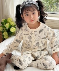 TeddyShop/テディショップ Teddyshop キッズ 長袖ニュアンスカラー総柄ルームウェアパジャマ 上下2点セット/507087234