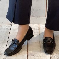BLANC / BLEU/ブランブルー blanc/bleu 【日本製】【本革】ふかふかインソール 結びリボンローファー/507113330