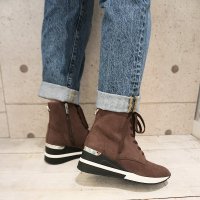 BLANC / BLEU/ブランブルー blanc/bleu 【本革】6.5cmヒール レースアップスニーカーブーツ/507113399