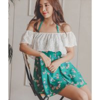 Lace Ladies/レースレディース Lace Ladies レースカバーアップ付花柄オフショルワンピース風3点セット【返品不可商品】/507122440