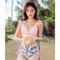 Lace Ladies/レースレディース Lace Ladies 無地ビキニ・フリンジ付サイドレースアップハイウエストショーツ 水着2点セット【返品不可商品】/507122540