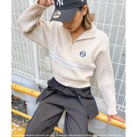 BACK TO THE FIELD (BTTF)/バック トゥー ザ フィールド （ビーティーティーエフ） BACK TO THE FIELD (BTTF) 【MLB】サークルロゴハーフZIPラインニット/507125680