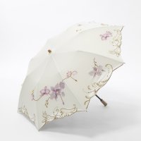 CHINOISERIE MODERN KYOTO/シノワズリーモダンキョウト シノワズリーモダン京都 女優日傘プレミアム蘭花刺繍かわず張りショート折りたたみ日傘/507149976