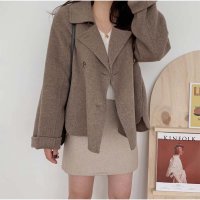 And Kawaii/アンドカワイイ And Kawaii ショート丈コート ジャケット ダブルボタン 薄手 長袖 あったか 体型カバー 秋 冬/507150107