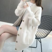 RIFF/リフ Riff ガーター編みカーディガン ガウン アウター 羽織り ロングカーディガン 韓国 シンプル ベーシック カジュアル フェミニン きれいめ 長袖 無地/507152824