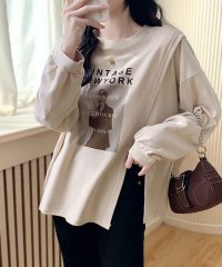 RIFF/リフ Riff プリントBIGロンT スリット プリントT 大きいサイズ ビッグサイズ ゆったり クルーネック Tシャツ カットソー トレーナー プルオーバー /507152932