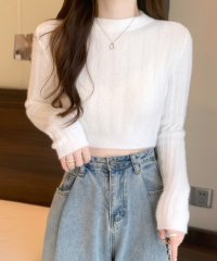 RIFF/リフ Riff ショート丈リブニット セーター ハイネック リブニット クロップド丈 プルオーバー トップス 長袖 無地/507152966