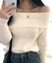 RIFF/リフ Riff オフショルニットトップス オフショルダー オフタートル リブ編み リブニット セーター Tシャツ カットソー プルオーバー トップス 長袖 無地/507152969