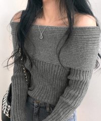RIFF/リフ Riff オフショルニットトップス オフショルダー オフタートル リブ編み リブニット セーター Tシャツ カットソー プルオーバー トップス 長袖 無地/507152969