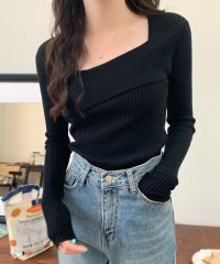 RIFF/リフ Riff デコルテ見せニット リブニット Tシャツ カットソー プルオーバー トップス 長袖 無地/507152972