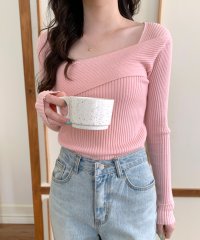 RIFF/リフ Riff デコルテ見せニット リブニット Tシャツ カットソー プルオーバー トップス 長袖 無地/507152972