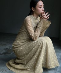 GIRL/ガール GIRL バックオープンジオメトリックレースフレアロング丈 結婚式 ワンピース パーティードレス/507153487