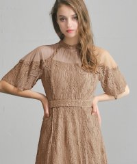 GIRL/ガール GIRL チュール切替え総レースフレアロング丈結婚式ワンピースドレス/507153519