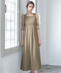 GIRL/ガール GIRL チュール袖切替えバックデザインフレアロング丈結婚式ワンピースドレス/507153523