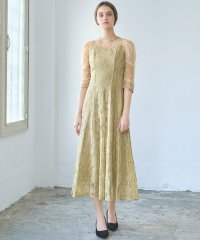GIRL/ガール GIRL チュール切り替えギャザースリーブレースフレアロング丈結婚式ワンピースドレス/507153524