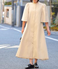 ELFRANK/エルフランク ELFRANK フロント釦フレアスリーブハイネックAラインロングワンピース/507153657