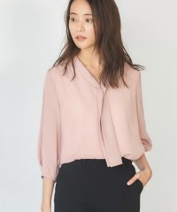 Flolia/フロリア Flolia Vネックボウタイ風シフォン七分袖ビジネスブラウス/507153802