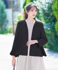 Flolia/フロリア Flolia 【自宅で洗える】ペプラムデザインラウンドネックノーカラーミドル丈長袖ジャケット/507153807