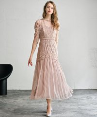 GIRL/ガール GIRL レース×ドットチュールティアード切替えフレアロング丈 結婚式 ワンピース ドレス/507153942
