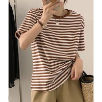 Girly Doll/ガーリードール Girly Doll ラウンドネックボーダーカラーTシャツ/507156056