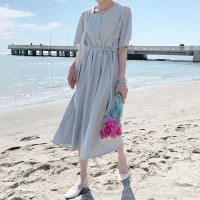 Private Beach/プライベートビーチ privatebeach ウエストリボン使いスクエアネックワンピース/507156728