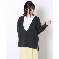 Nina mew/ニーナミュウ Ninamew 深Vあぜニット/507163637