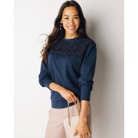DoCLASSE/ドゥクラッセ DoCLASSE 裏毛コットン・レースコンビトップス/507165333