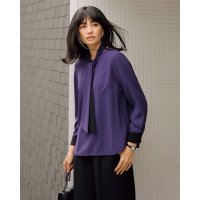 DoCLASSE/ドゥクラッセ DoCLASSE ジョーゼット・配色ボウタイブラウス/507165350