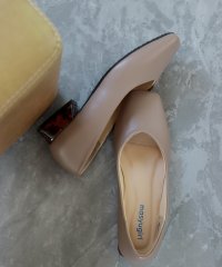 masyugirl/マシュガール masyugirl 【masyugirl(マシュガール)】【4E幅広・大きいサイズ】【晴雨兼用】スクエアトゥフレアヒールパンプス SOROTTO/507171663