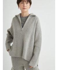 emmi atelier/ジップアップウールニットプルオーバー/507175062