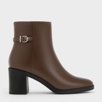 CHARLES & KEITH/サイドバックル ブロックヒールアンクルブーツ/507175545