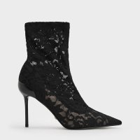 CHARLES & KEITH/レース&メッシュ アンクルブーツ/507176107