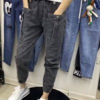 Belle Cie/ベルシー Belle Cie デニムジョガーパンツ ポケット付き ウエストゴム入り 裾ゴム入り レディース デニムパンツ クール 韓国ファッション ブルーデニム/507199986