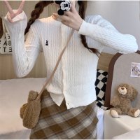And Kawaii/アンドカワイイ And Kawaii カーディガン 人気 刺繍 ニット カレッジスタイル スリム トップス レディース 韓国/507200138