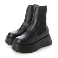 ROOM9/ルームナイン ROOM9 厚底 ボリュームソール サイドゴア ショートブーツ レディース 黒 スムース スエード/507216998