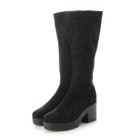 ROOM9/ルームナイン ROOM9 厚底 トラックソール スタイリッシュ ロングブーツ レディース 黒 サイドジップ 太ヒール/507217108