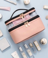 florge/フロージュ florge 【持ち運びやすい◎】2段収納 クリア×レザー大容量メイクポーチ/トラベルポーチ/507220443