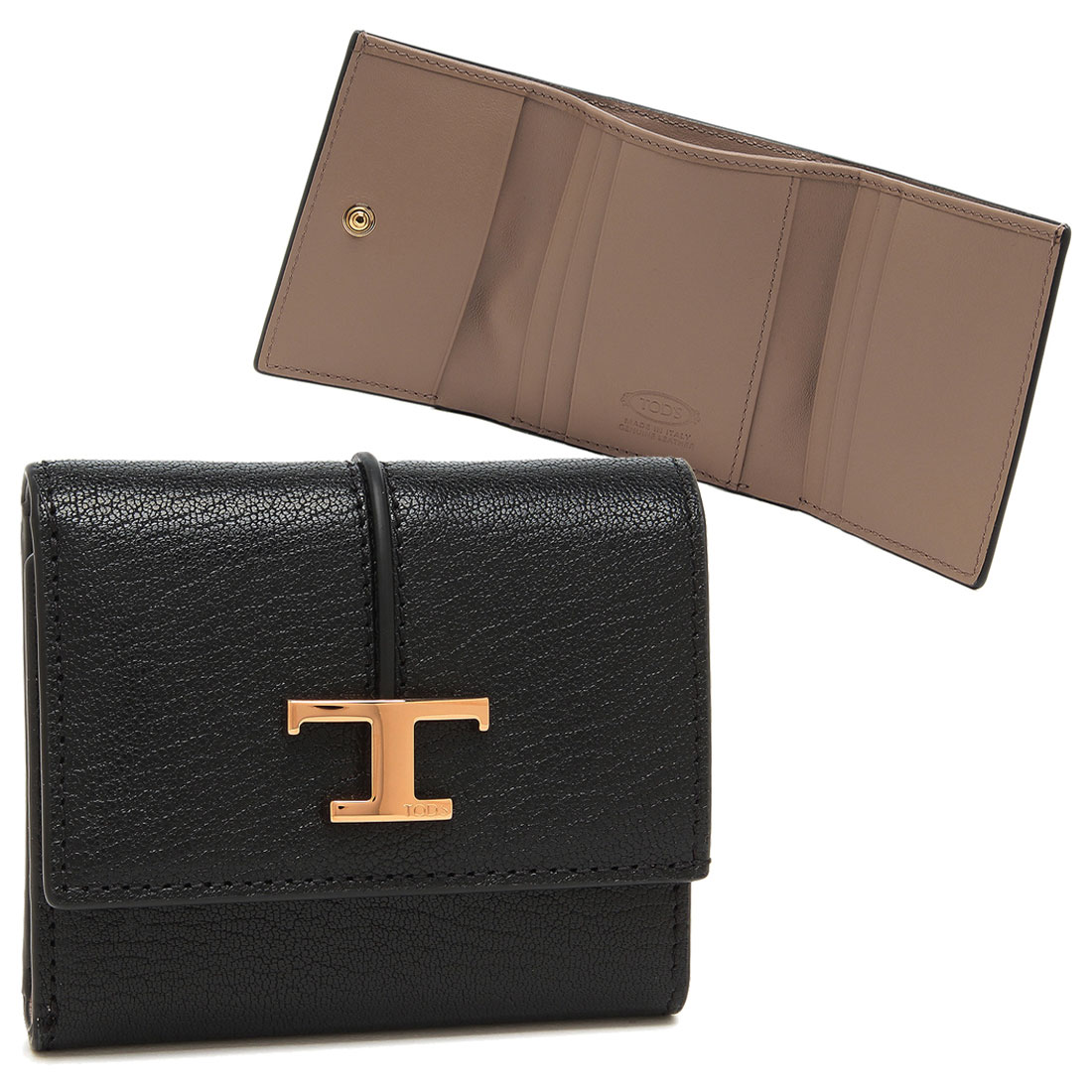トッズ TOD'S 三つ折り財布 Tタイムレス レザー ウォレット ミニ トッズ TOD'S 三つ折り財布 Tタイムレス レザー ウォレット ミニ